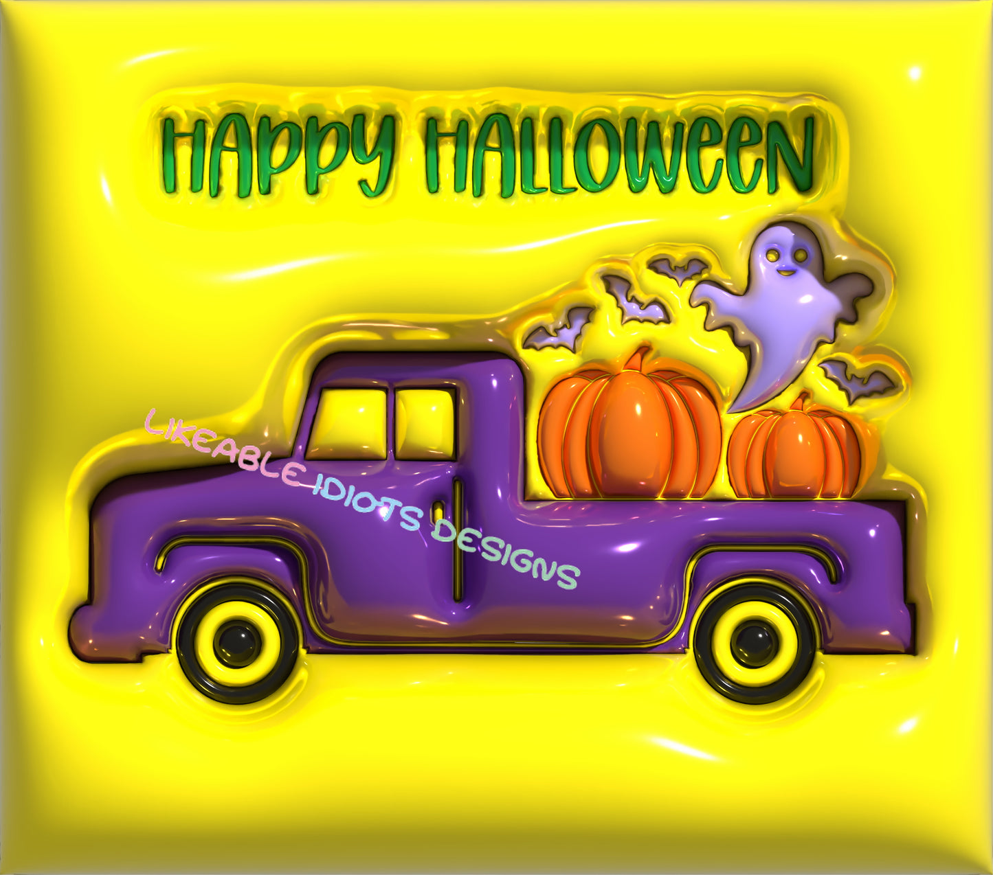 Tumbler designs in Puffy format Halloween Truck