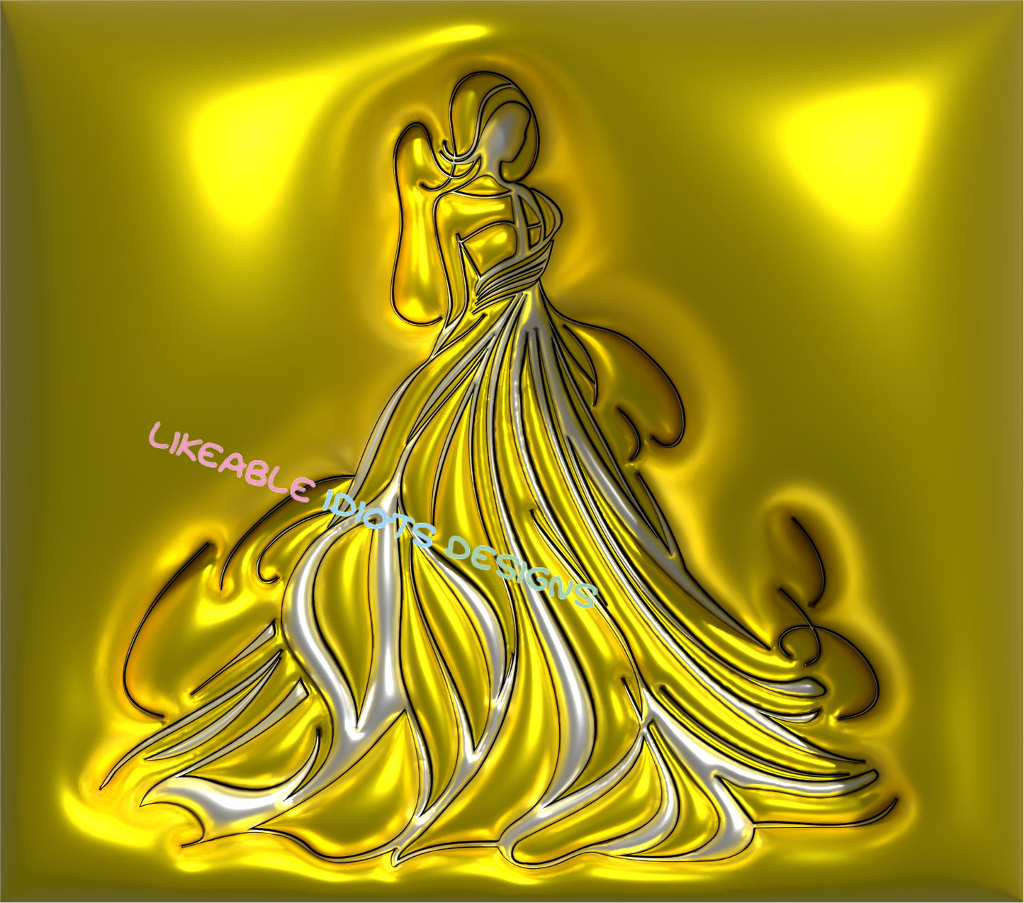 Tumbler designs in Puffy format Gold Bride