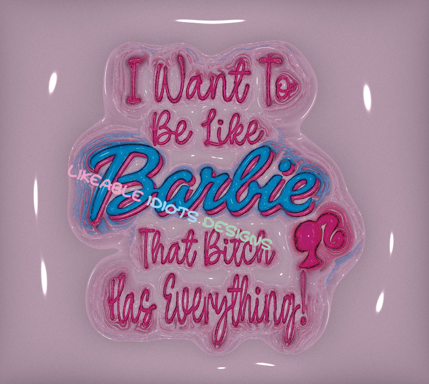 Tumbler designs in Puffy format Be Barbie