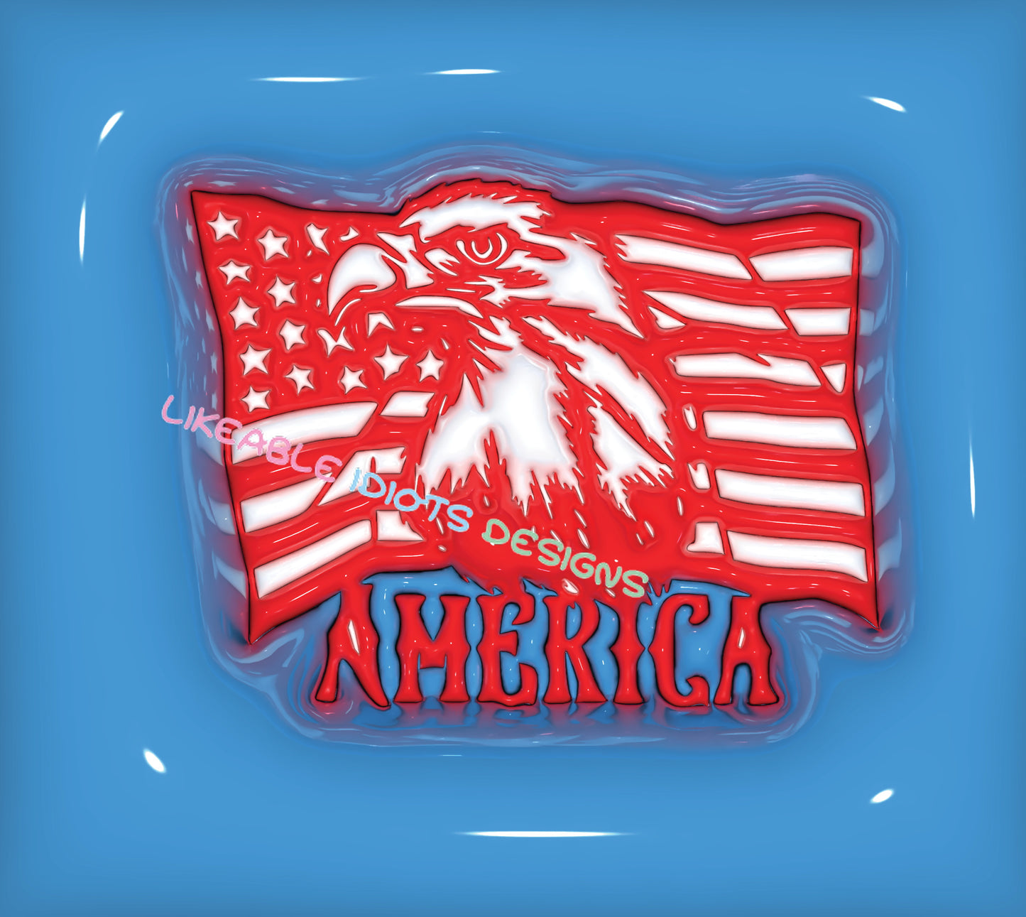 Tumbler designs in Puffy format America Eagle