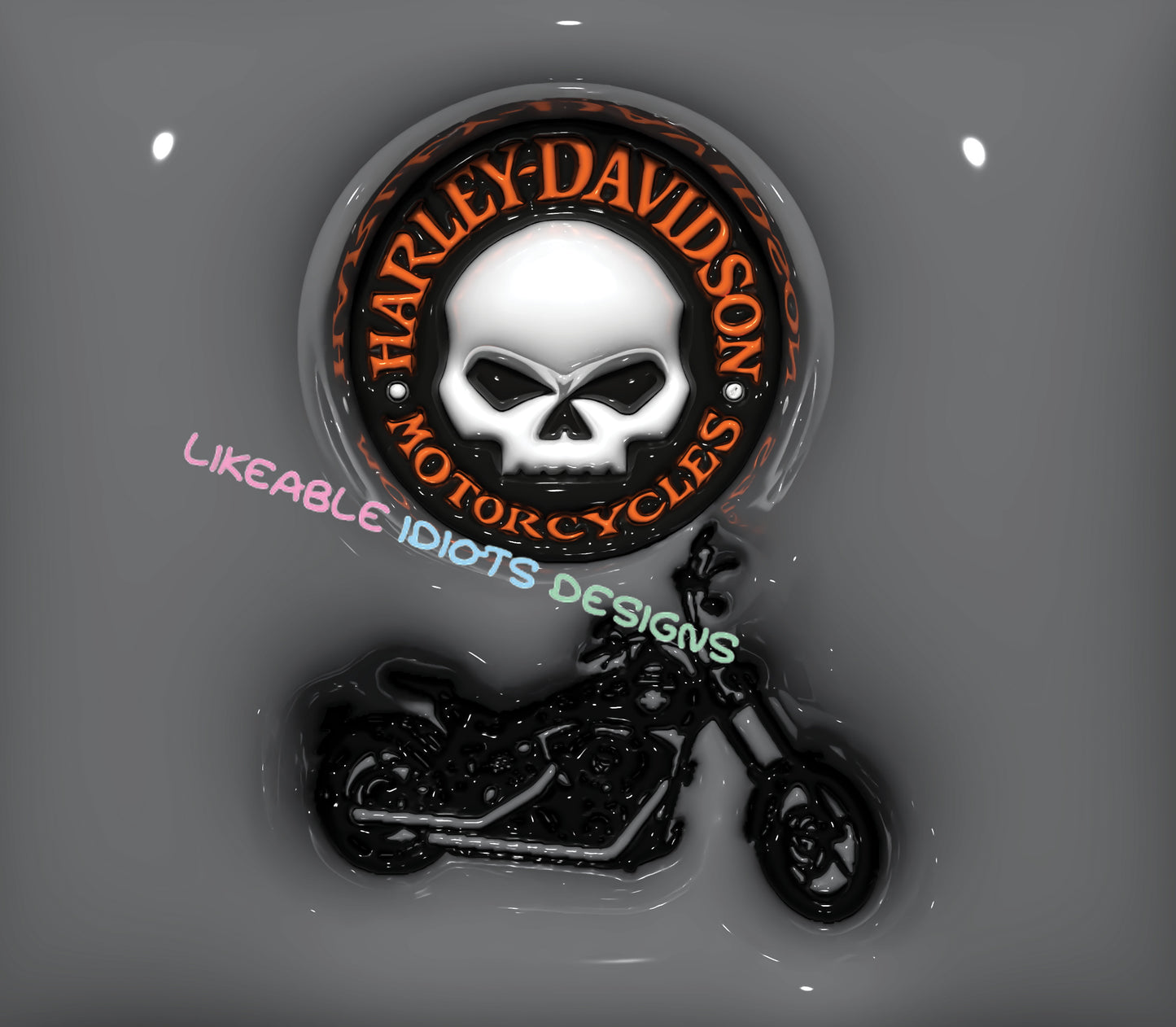 Tumbler designs in Puffy format Harley Skull