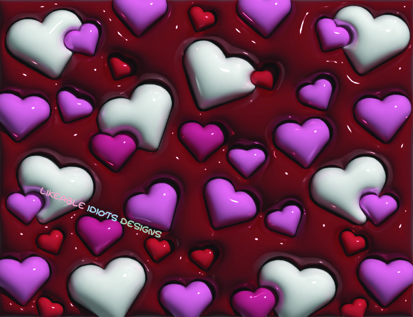 Tumbler designs in Puffy format Hearts all Over