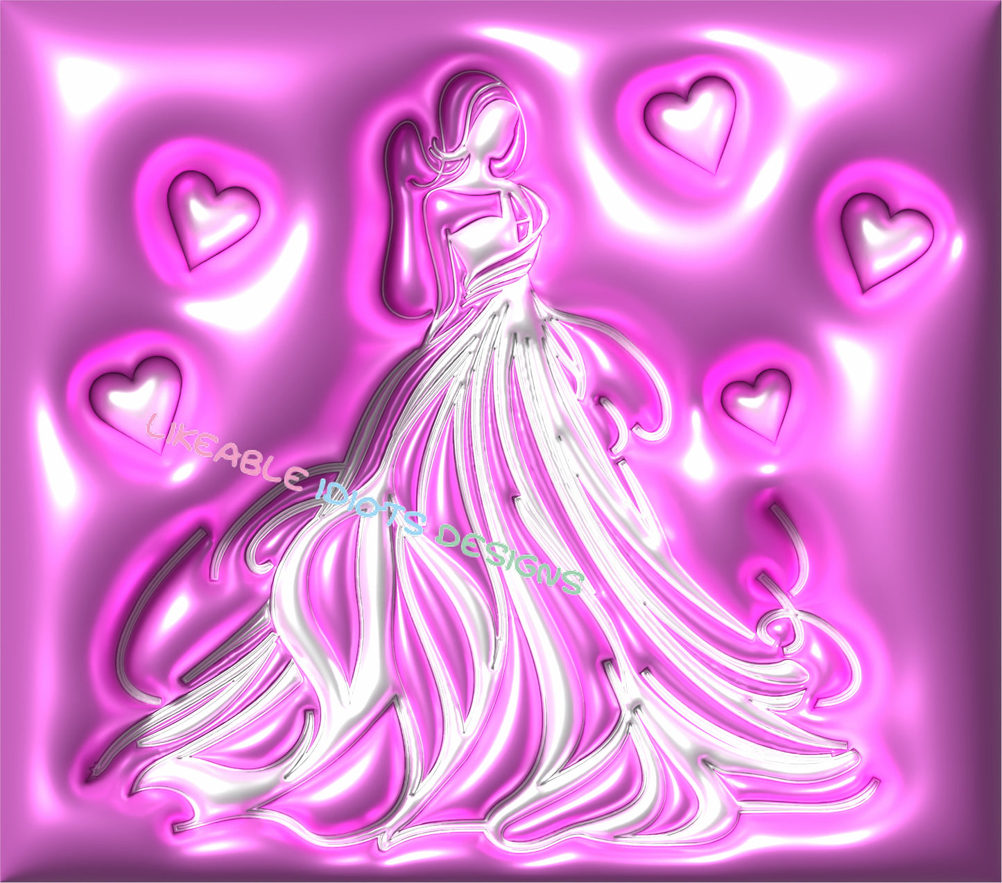 Tumbler designs in Puffy format Pink Bride