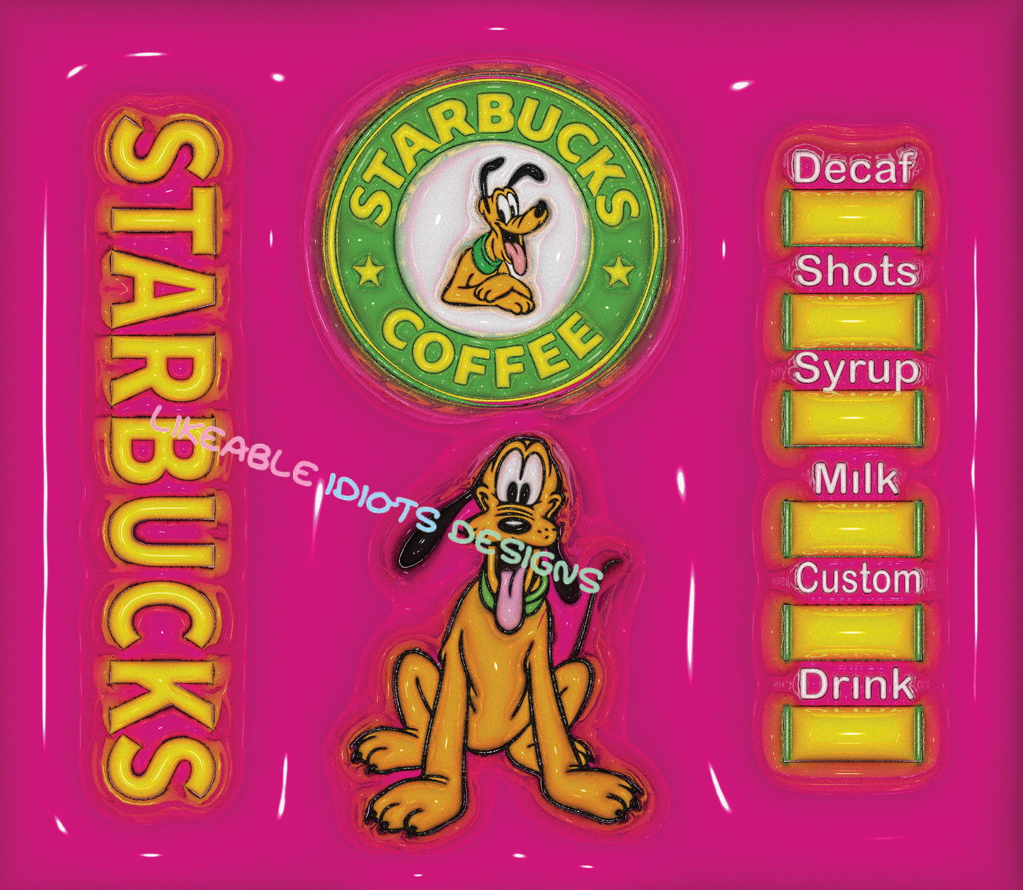 Tumbler designs in Puffy format starbucks goofy
