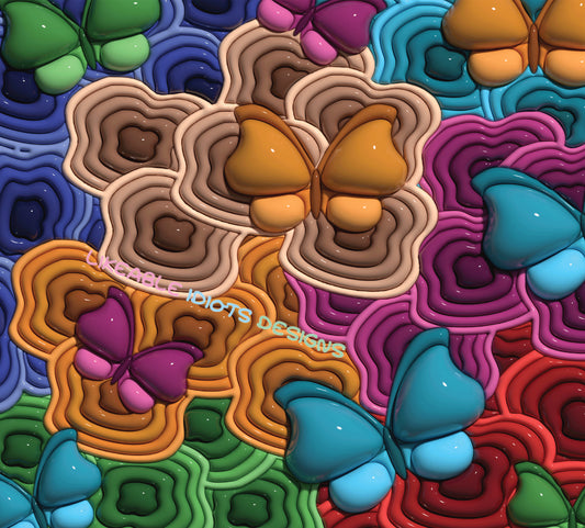 Tumbler designs in Puffy butterflies