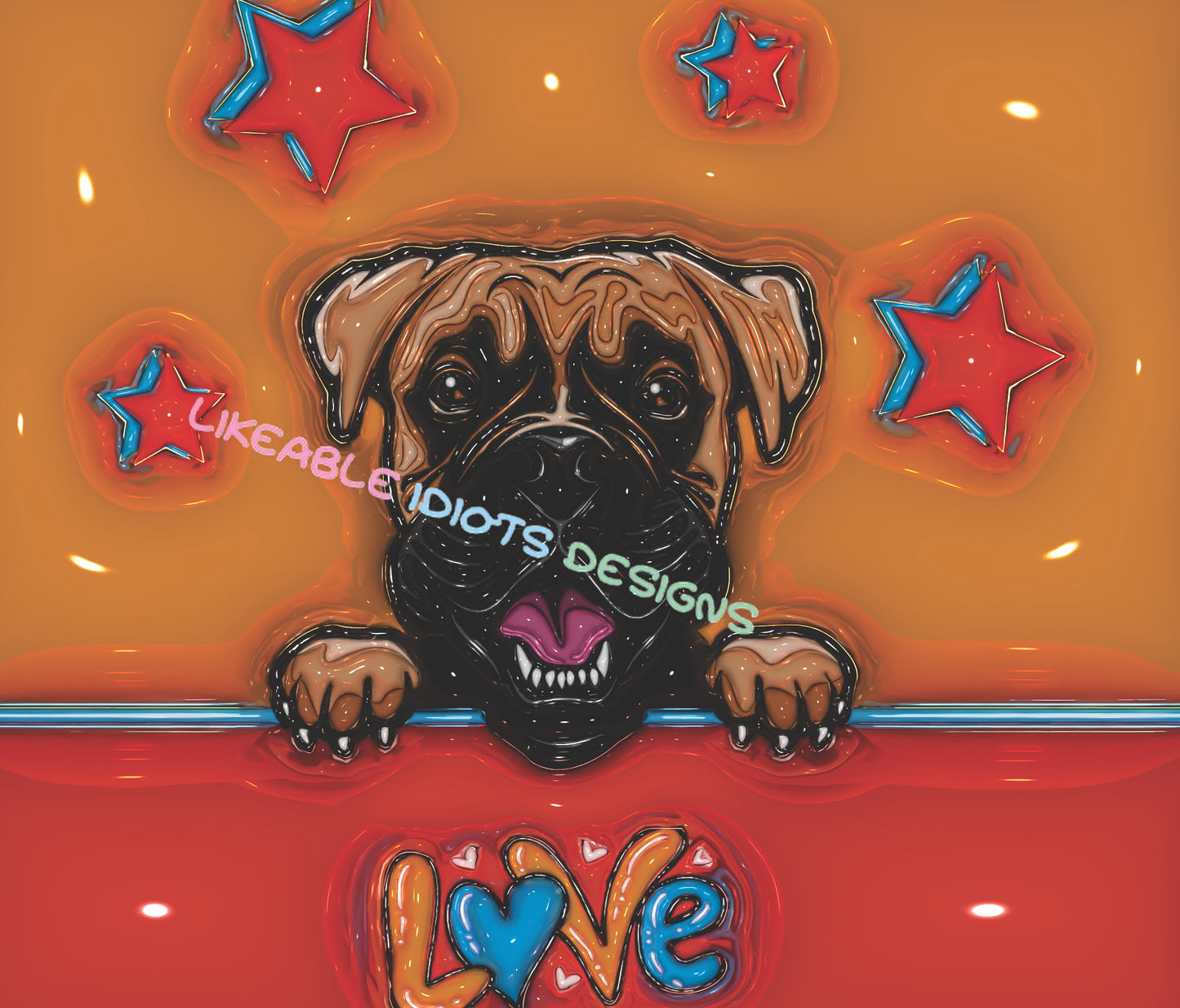 Tumbler designs in Puffy format boxer peeking
