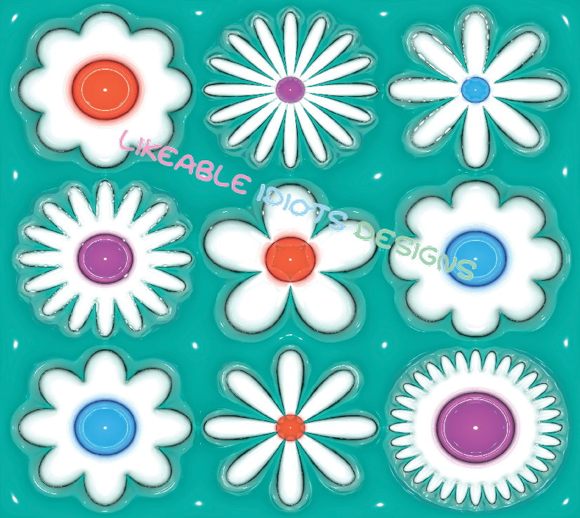 Tumbler designs in Puffy format Daisies All Over