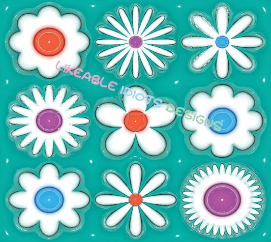 Tumbler designs in Puffy format Daisies All Over