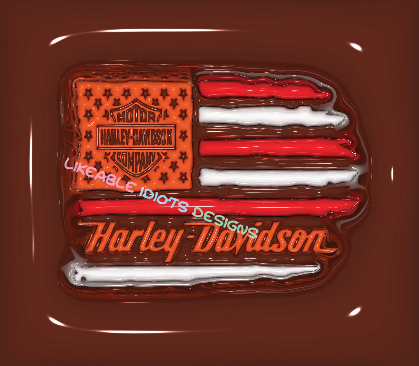 Tumbler designs in Puffy format Harley Flag
