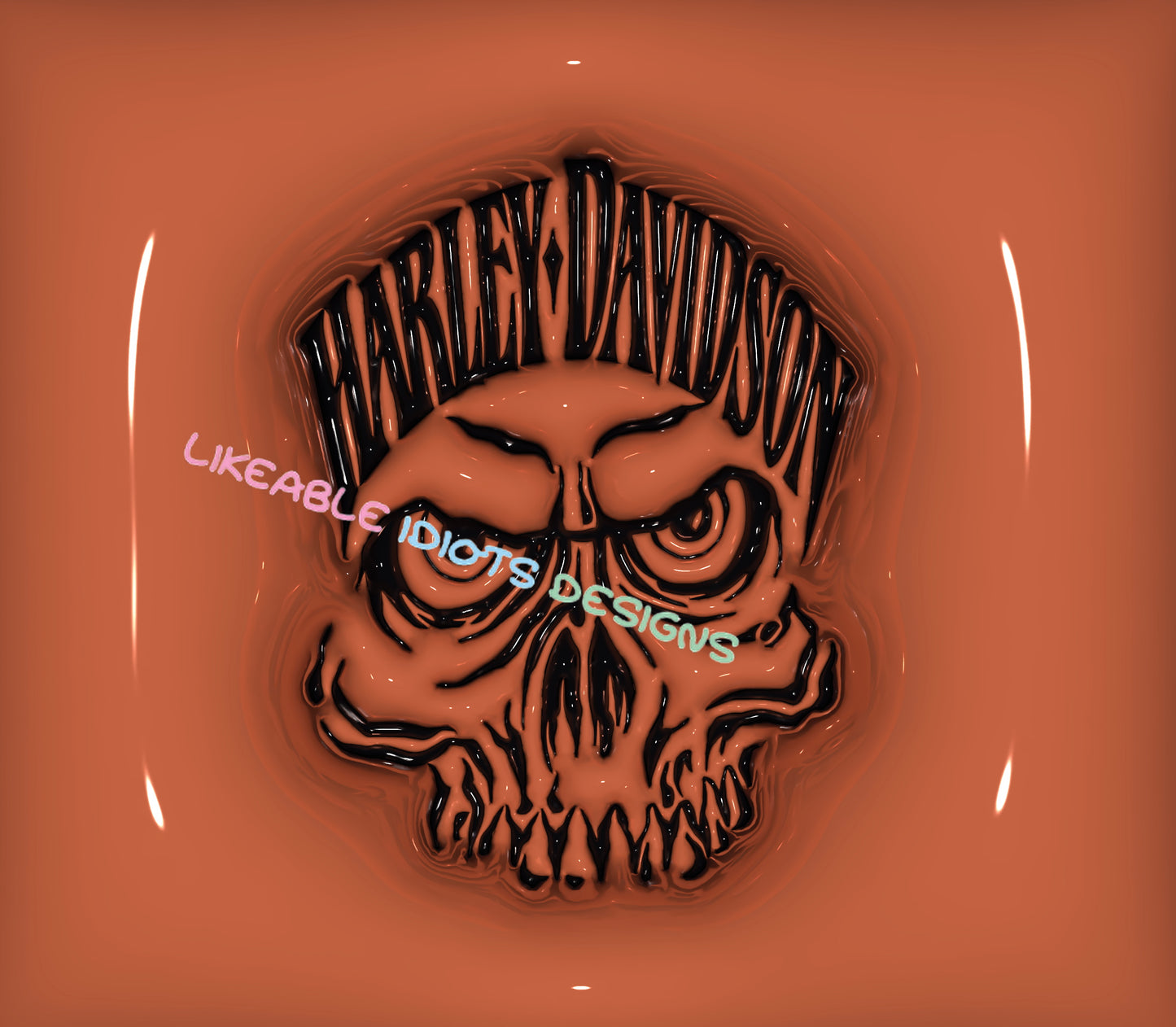 Tumbler designs in Puffy format Harley Skull 2