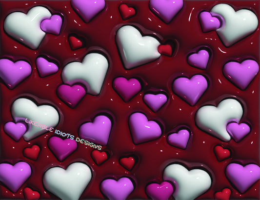 Tumbler designs in Puffy format Hearts all Over