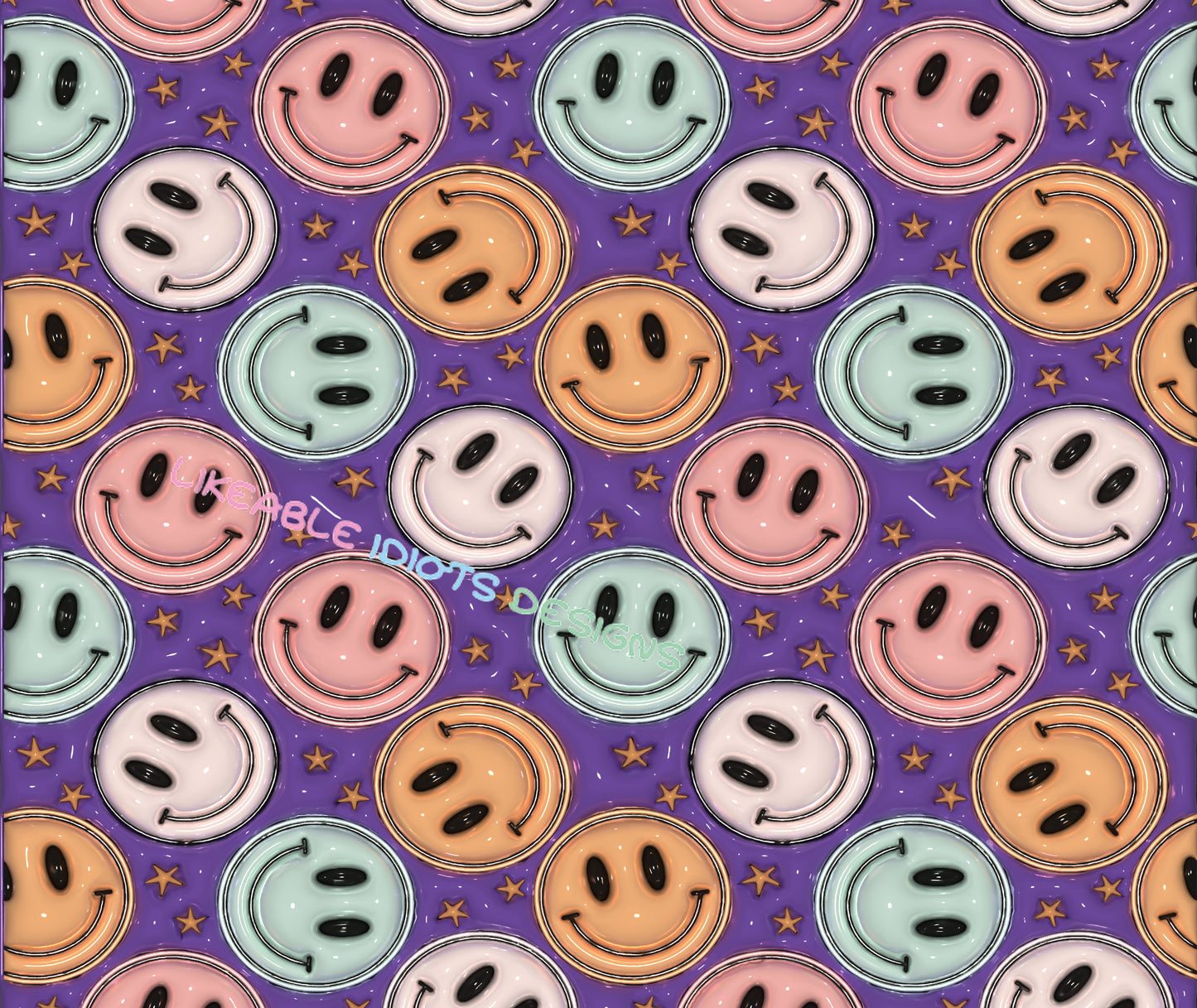 Tumbler designs in Puffy format smiley
