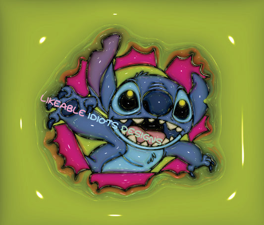 Tumbler designs in Puffy format stitch breaking through